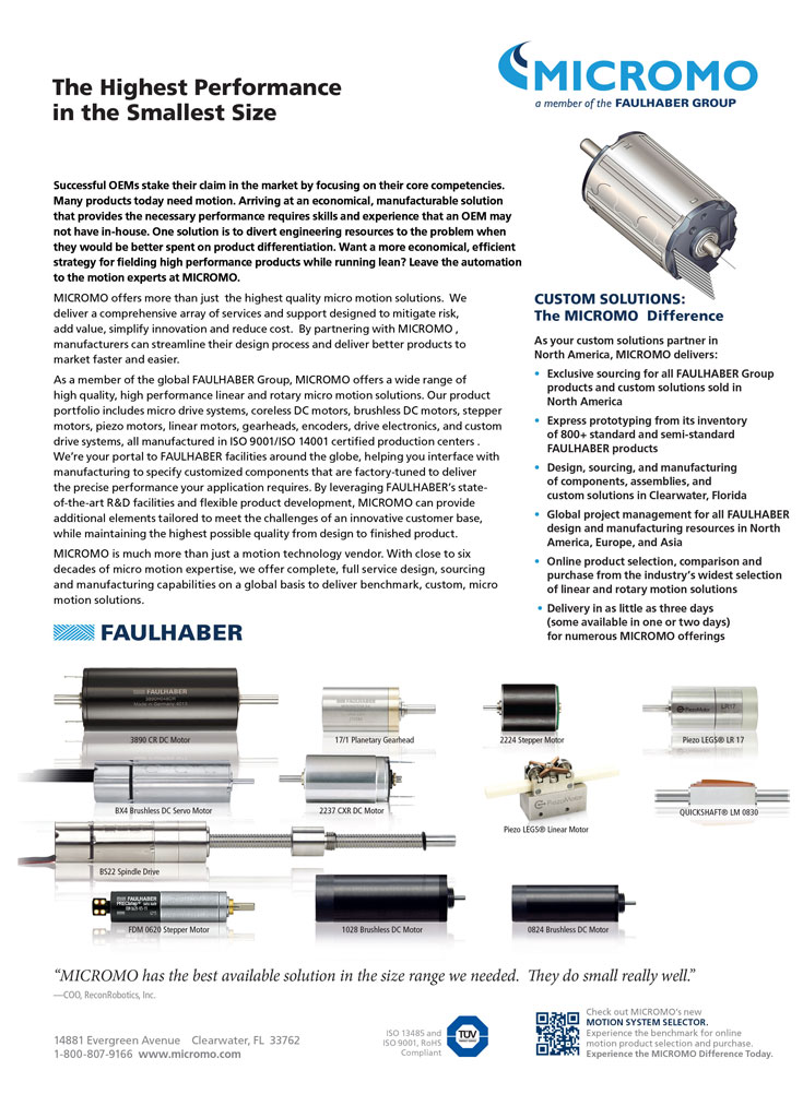 Industrial Automation, Robots and Unmanned Vehicles Product Micromo